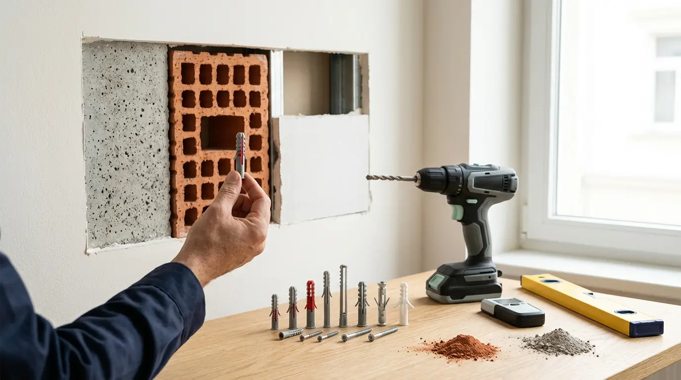 Handyman mounting a shelf on a wall